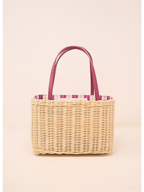 Mini bag in wicker and fuchsia leather Laboratorio Capri | 125NATFUCSIA
